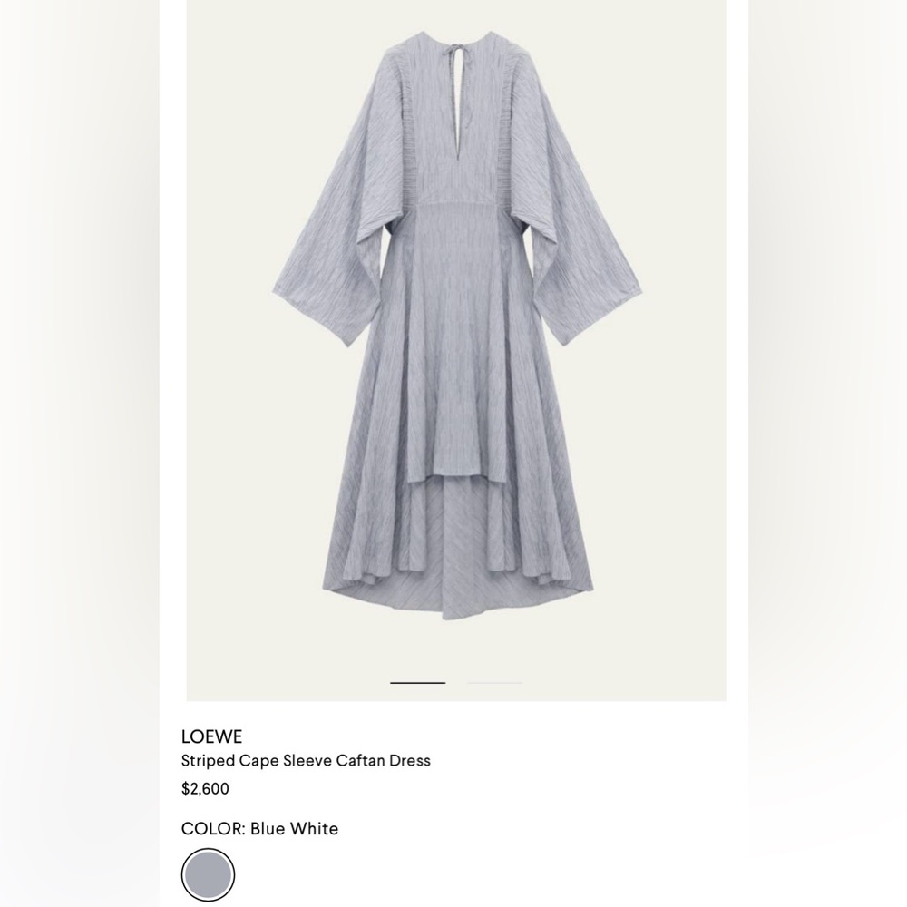Loewe Blue White Striped Cape Sleeve Caftan Dress EUC